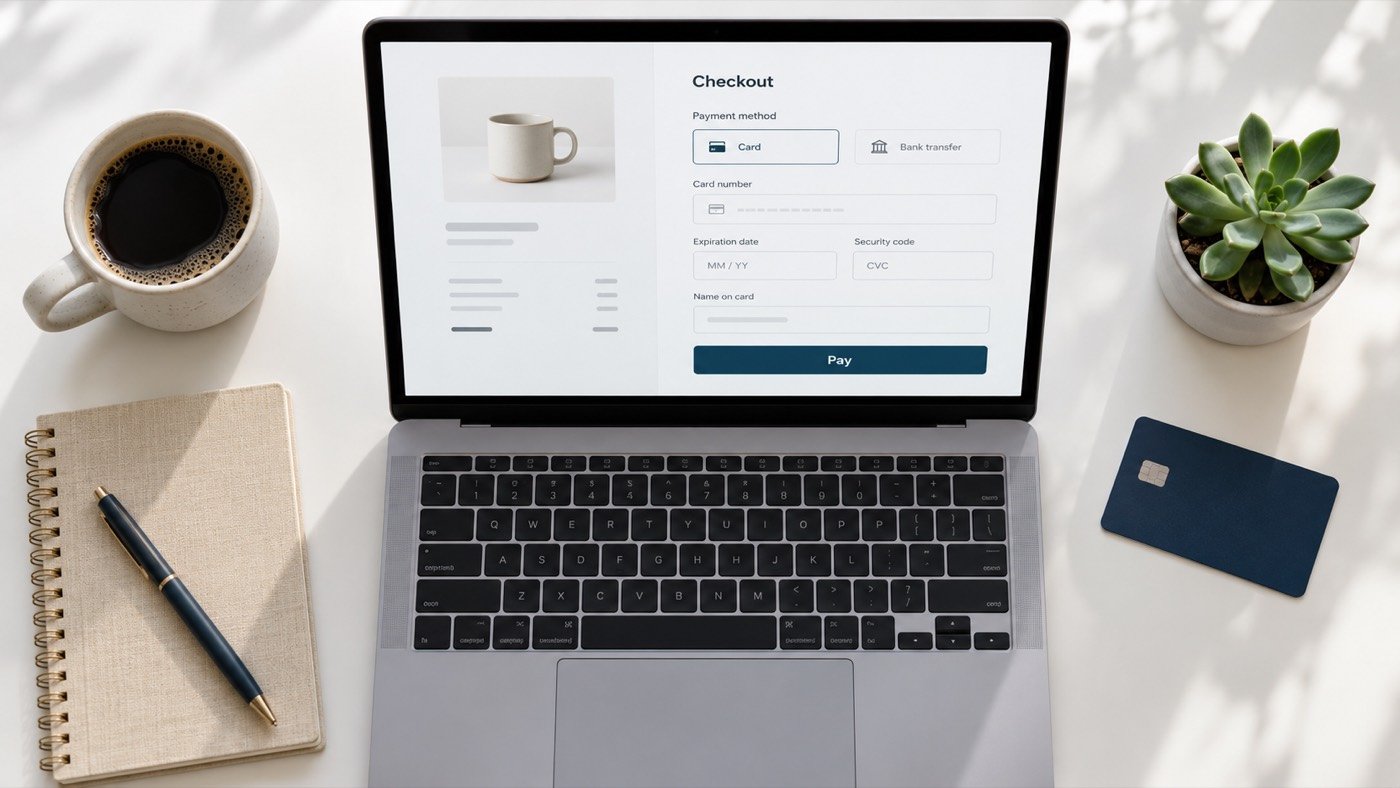Online checkout page on a laptop
