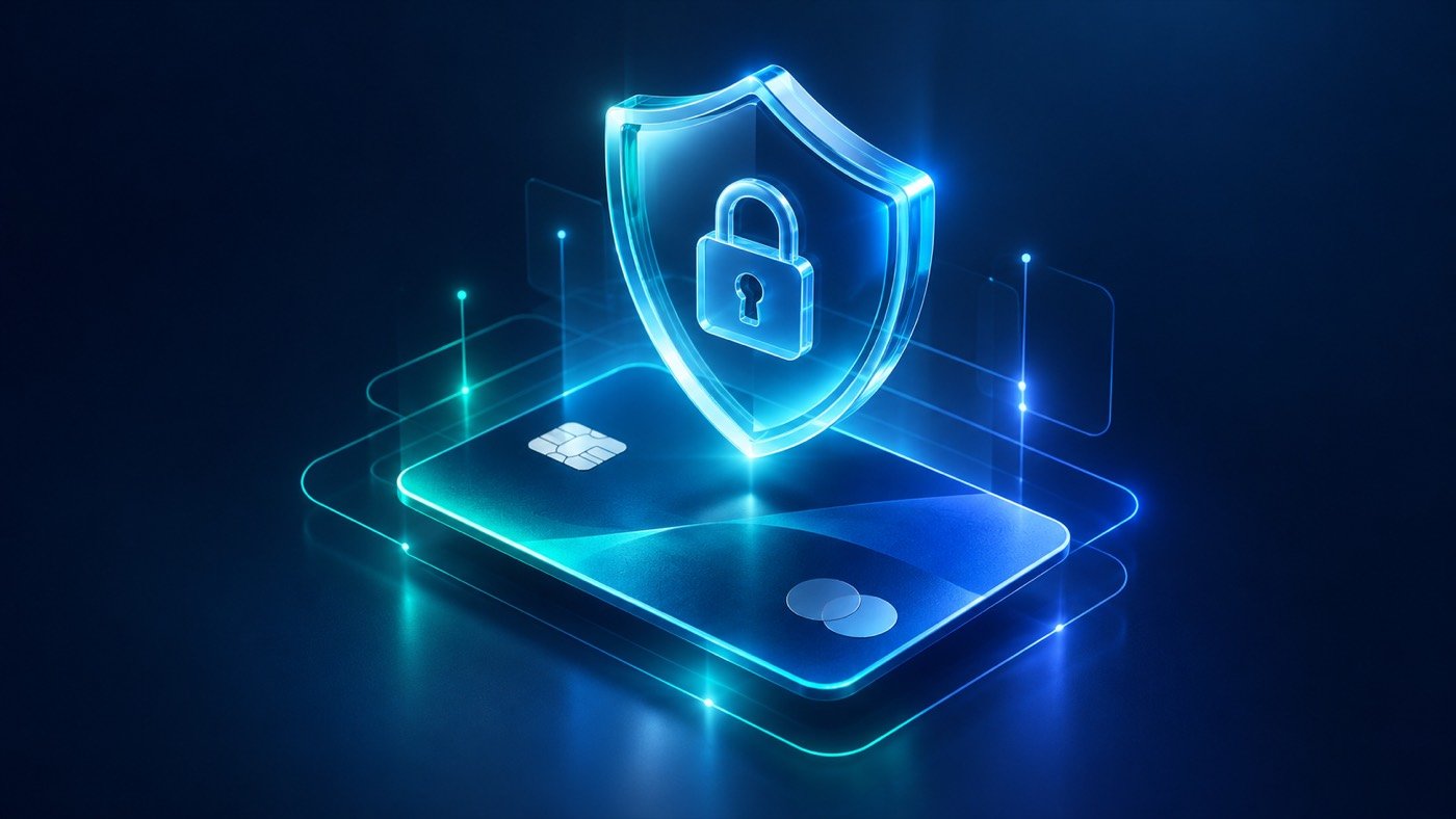 Glass shield over a credit card